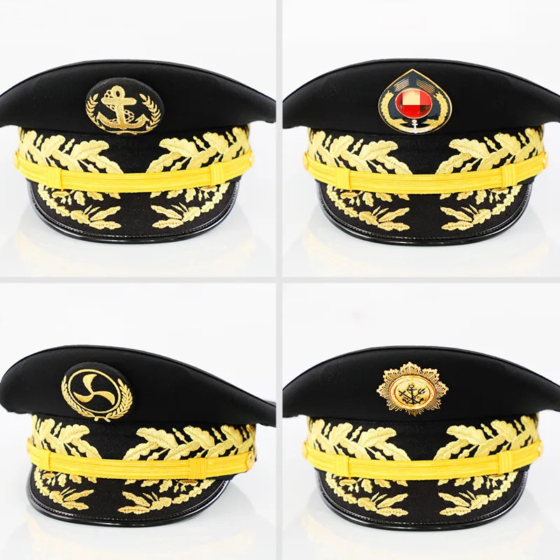 New Captain Hat Big Brimmed Hat for Seafarers Sailor Cap School Stage Performance Hats Sailor Pilot Admiral Caps