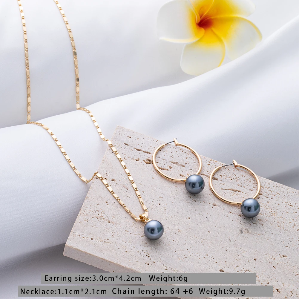 Hawaiian Polynesian Pearl Jewelry Sets Colorful Bead Gold Plated Accessories Necklace 2023 Hoop Earrings Necklaces for Women