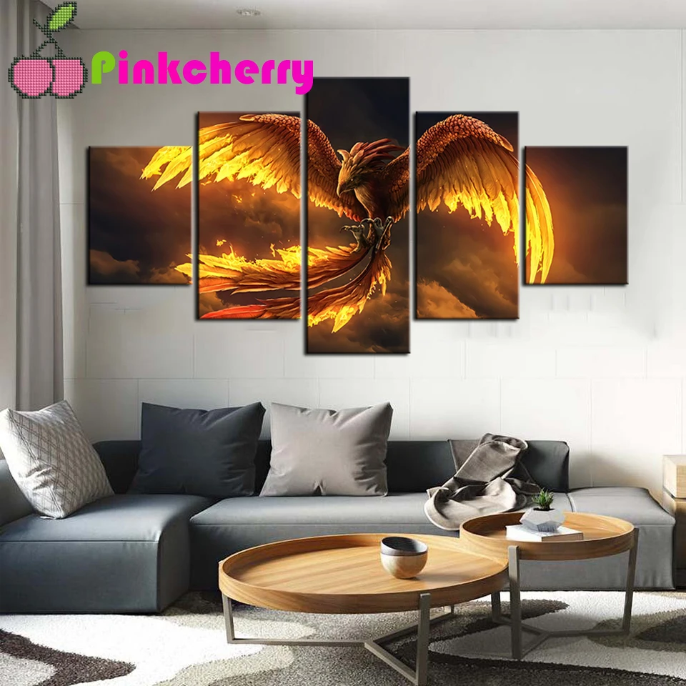 Bird of Prey Gold Phoenix diy diamond painting full round diamond embroidery,5 d cross stitch Multi panel k843