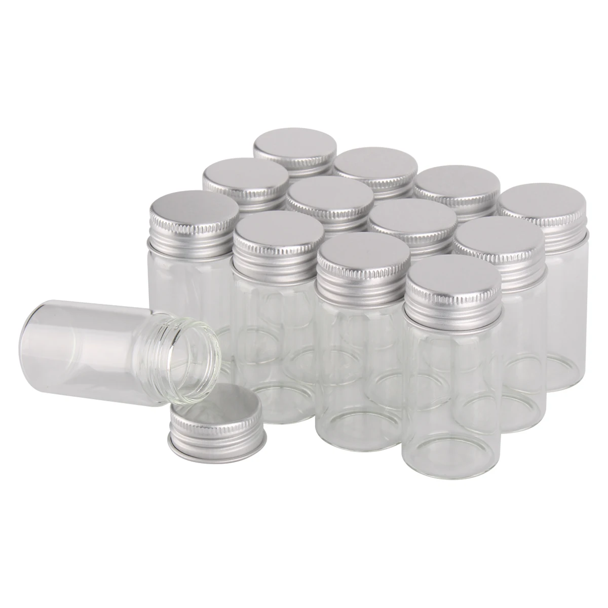 12 pieces 25ml Glass Bottles Jar Vials Terrarium with Aluminum Lids 30*60mm Candy Pill Container for Gift DIY Crafts