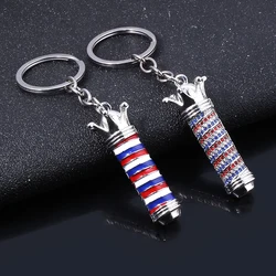 New Hairdresser Keychains Barber Shop 3D Pole Light Pendants Keyring Love Collier Pin  Jewelry Car Bag Keyring Men Lady Gift