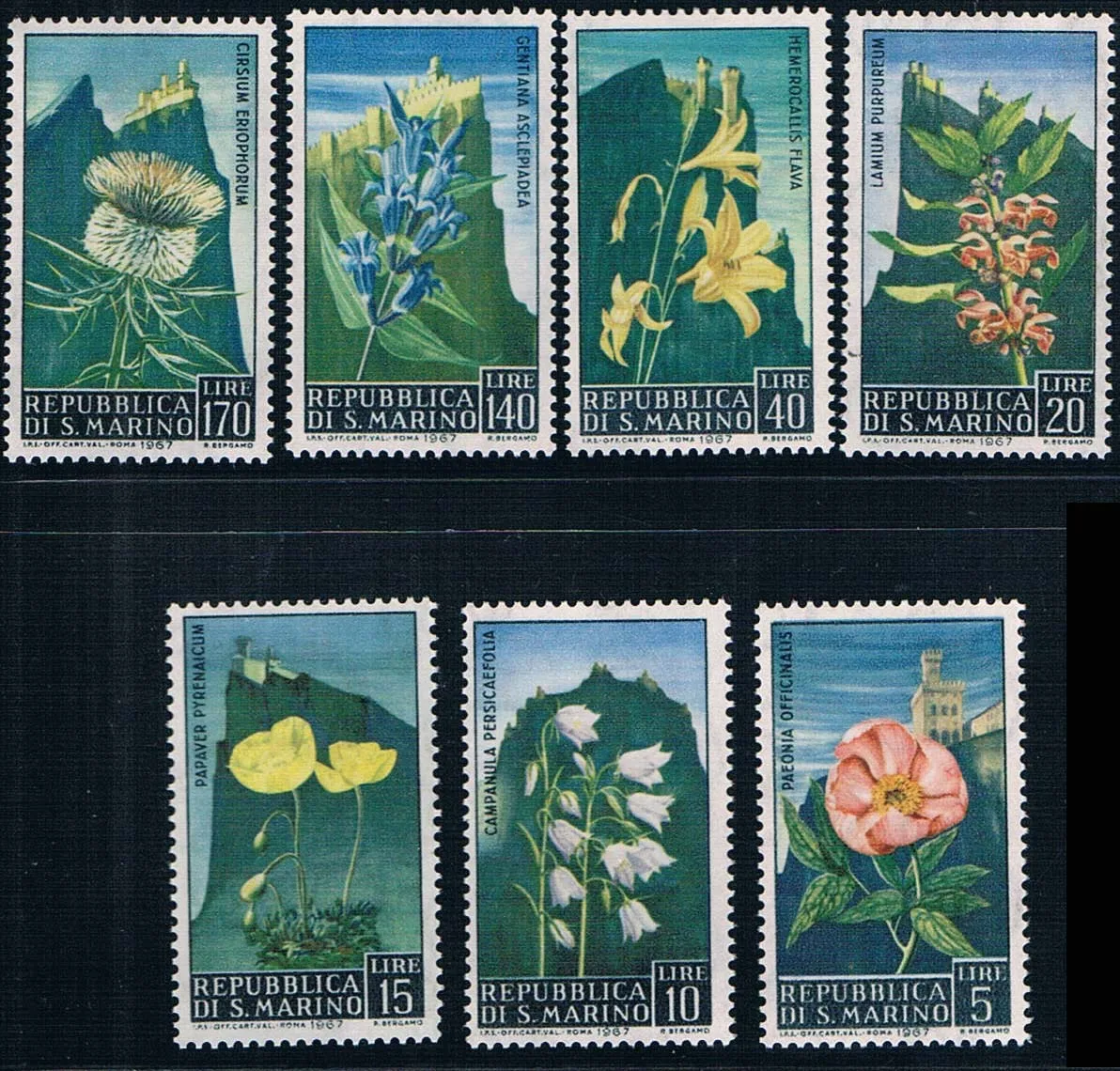 7Pcs/Set New San Marino Post Stamp 1967 Flowers Stamps MNH