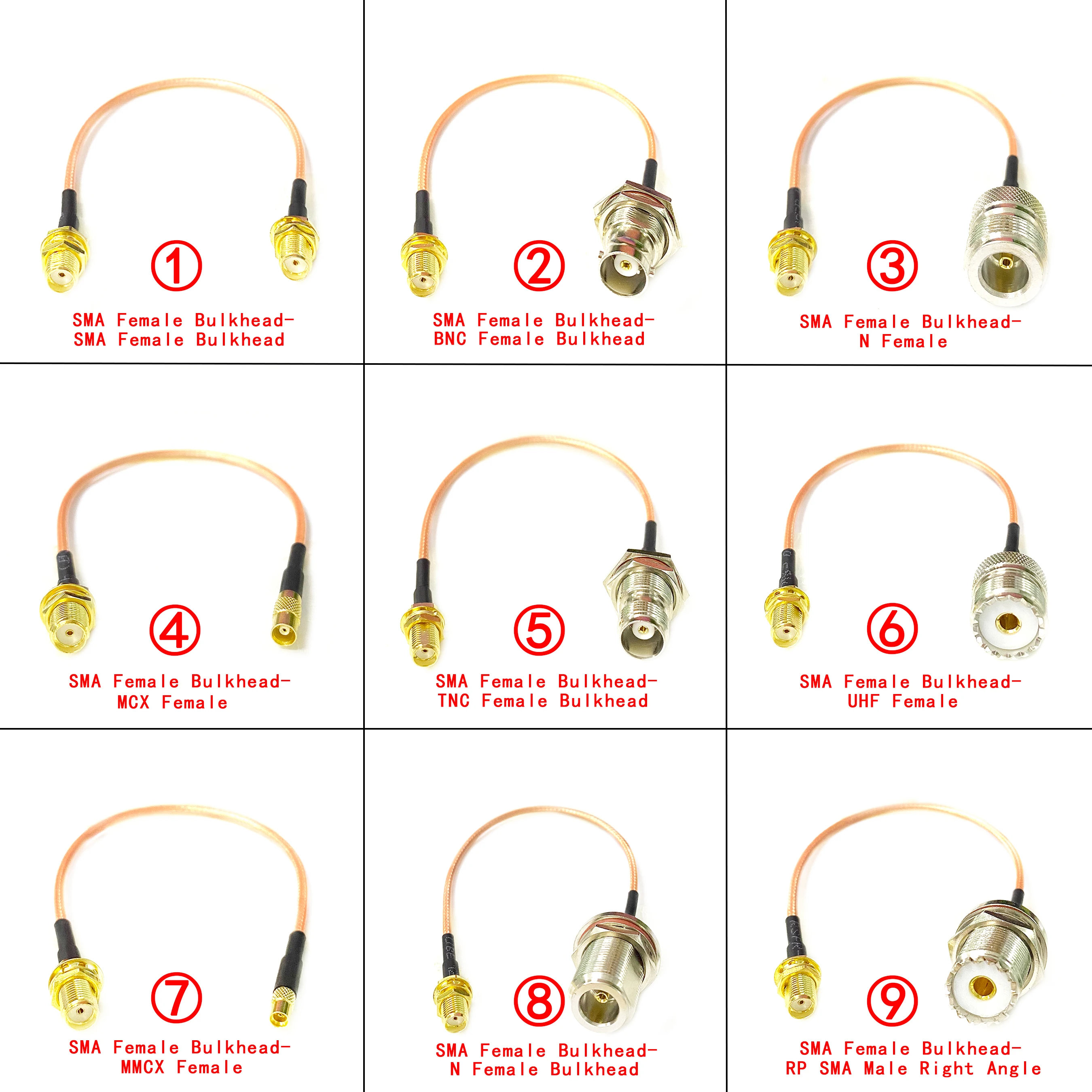 SMA Female Nut To SMA N TNC BNC UHF MCX MMCX Female Jack Pigtail Cable RG316 for WIFI Wireless 3G 4G Modem NEW