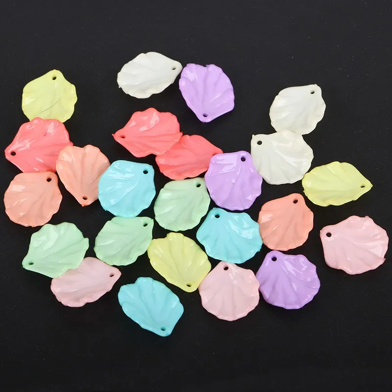50Pcs 15x17mm Mixed Colorful Leaf Acrylic Pendants Beads For DIY Jewelry Necklace Bracelet Earring  Accessories Making