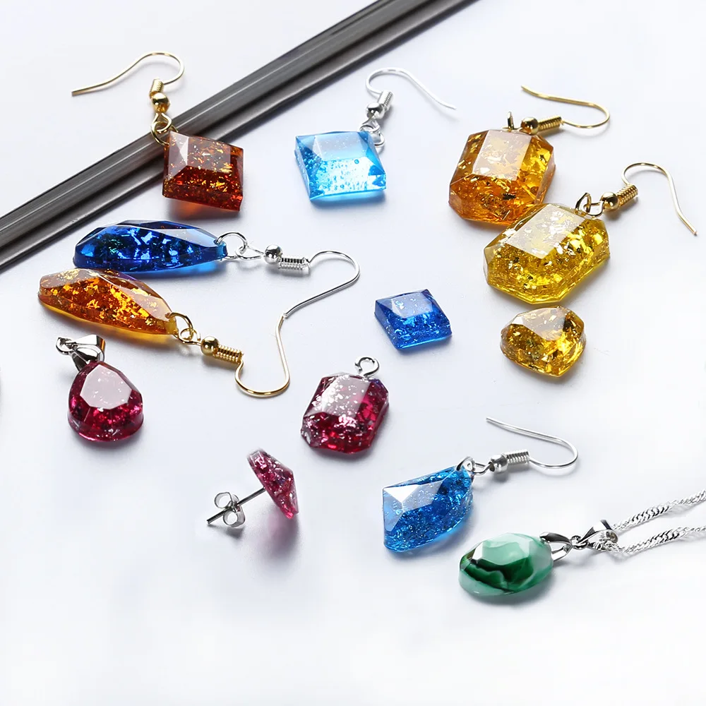 Transparent Rubber Crystal Epoxy Resin Mold DIY Earrings Small Faceted Gem Mold For Resin