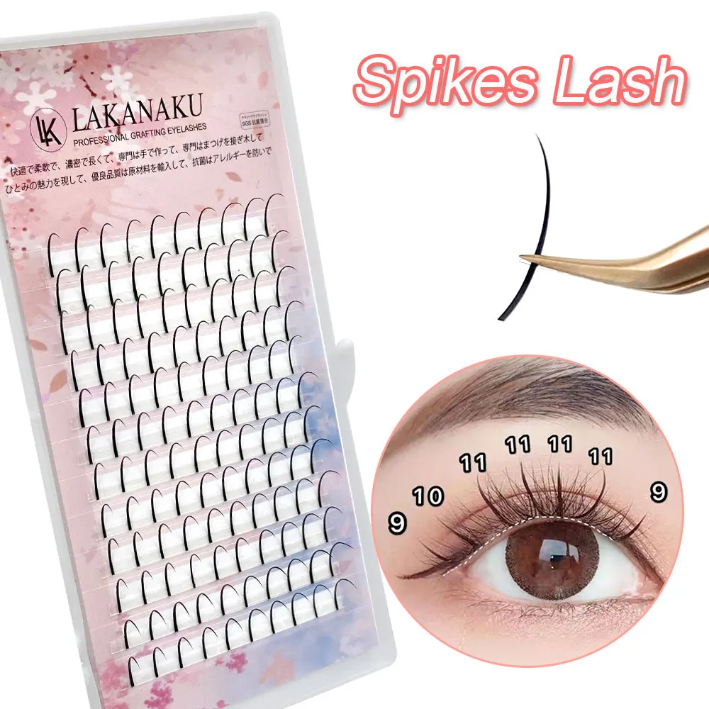 LAKANAKU Mink DIY Spikes Eyelash Extensions Lashes 0.07 C D Premade Volume Fans Makeup Cilios