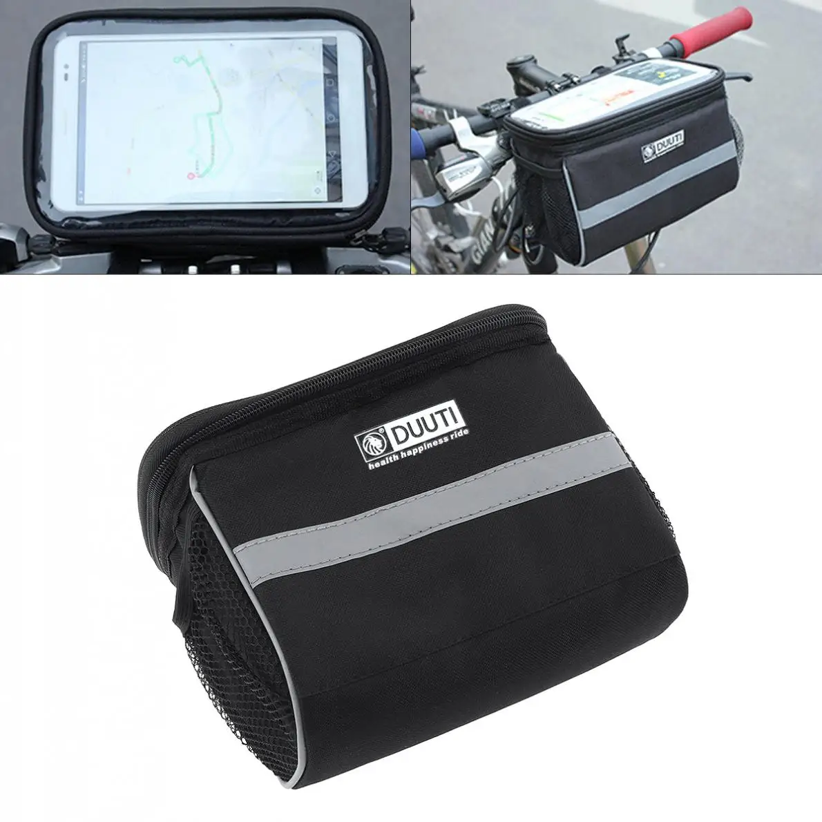 

Black Bicycle Head Package with Reflective Strip Design Night Riding Safety and Transparent Touch Screen Bicycle package