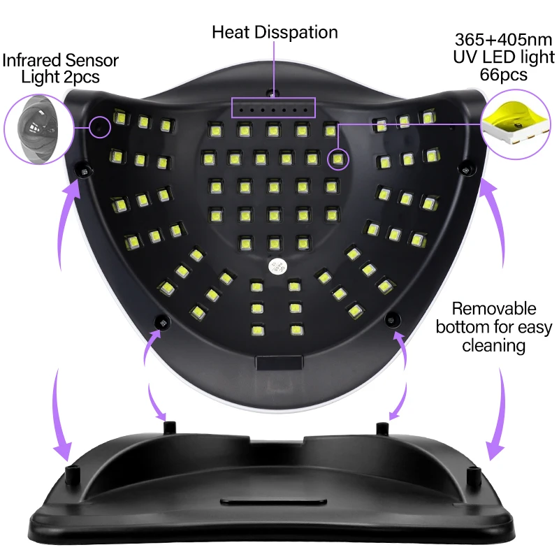 ใหม่ที่มีประสิทธิภาพ66LEDs UV LED เล็บเล็บสำหรับเล็บอะคริลิคเจลสูงความจุ Smart Sensor Manicure เครื่องเล็บเครื่องมือ