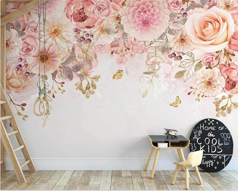 

beibehang Customize new Nordic papier peint hand-painted American pastoral romantic flower and vine indoor background wallpaper