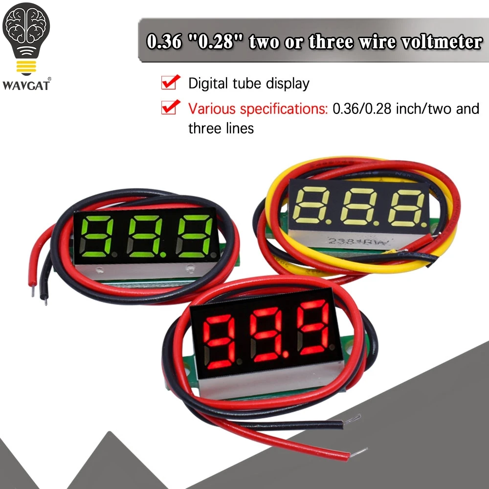 0,36 cala 0,36 "woltomierz cyfrowy czerwony zielony niebieski DC 0 V-100 V trzy linie 3 cyfrowy miernik panelowy napięcia wyświetlacz kolor led