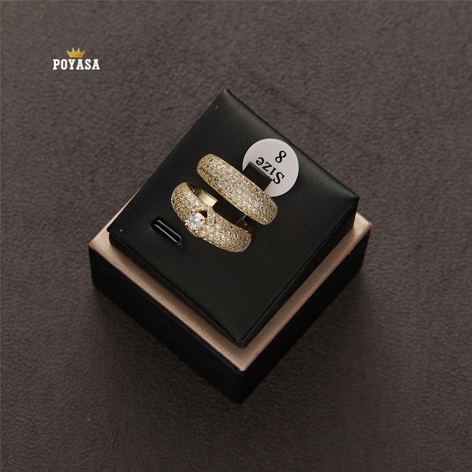 Finger Rings Women Round Crystal Caesar Ring Gold Color Ethnic Wedding Jewelry Ring