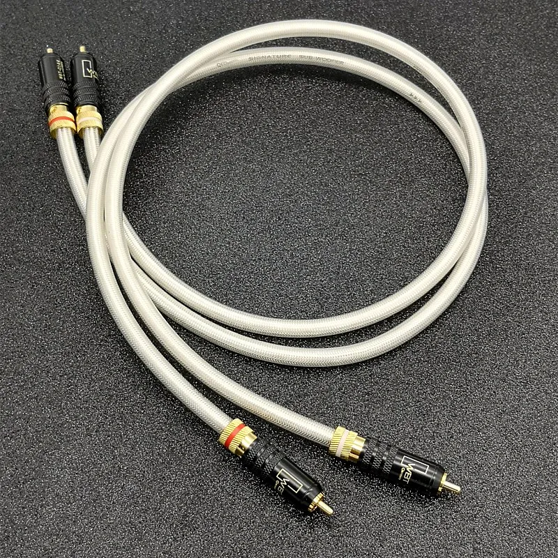1 Pair QED Signature 6N OCC Silver-Plated Hifi RCA Audio Cable With Gold Plated RCA Plug Connector