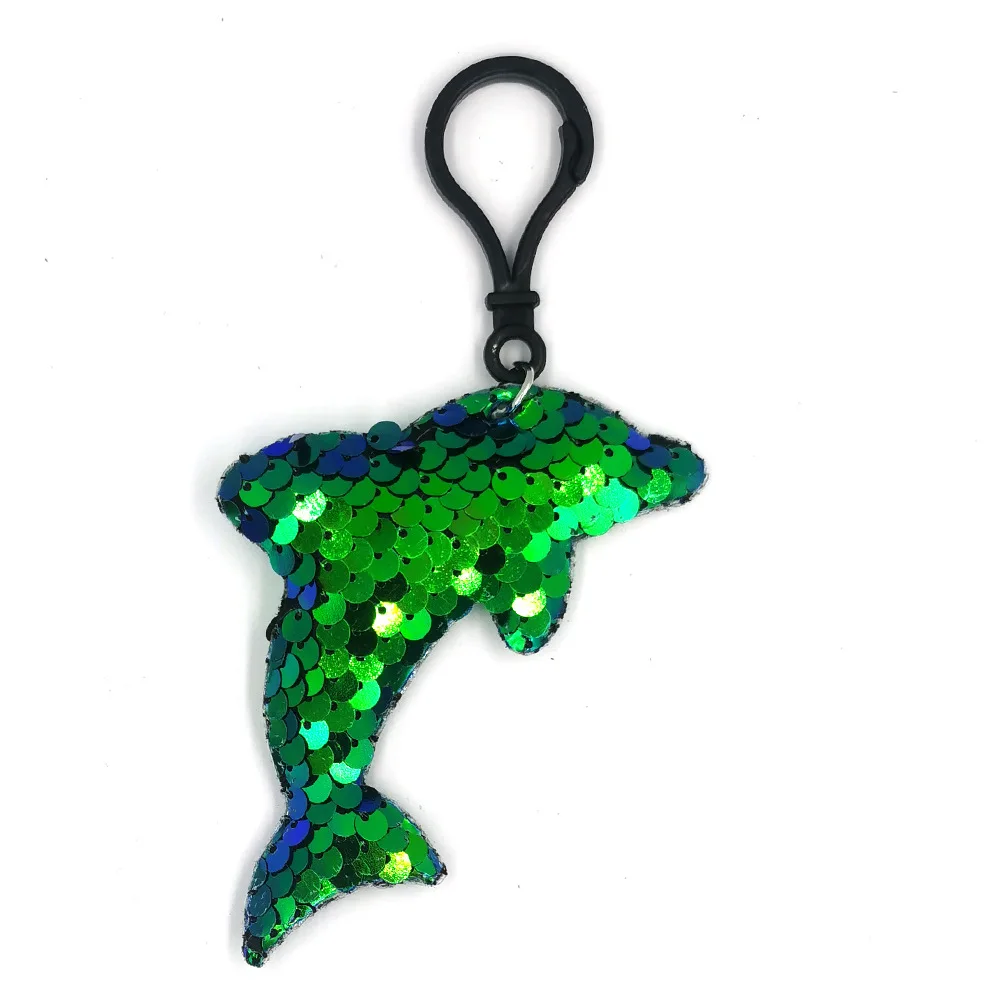 New hot sale reflective fish scale sequin keychain Fashion cartoon animal bag pendant