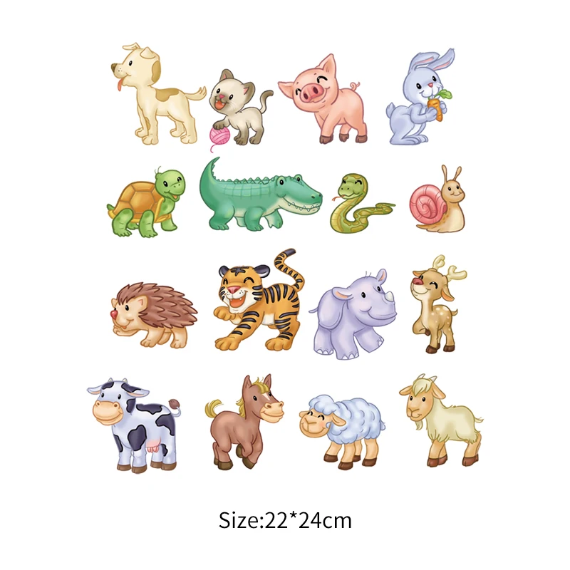 The new Cartoon Animal Patches Crocodile Snake Thermal Patches For Kids Clothes Washable Heat Transfer Vinyl Stickers Iron Appli