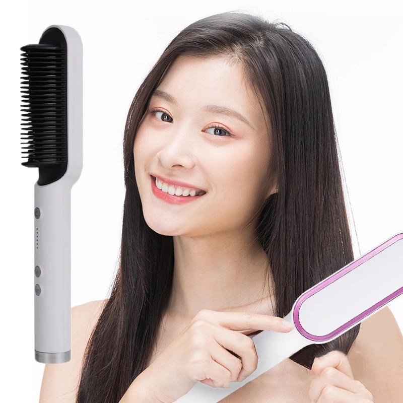 

Professional Hair Straightener Brush Electric Fast Heating Curler Beauty Hair Care Tool Anti-Scalding Hot Wind Curling Comb