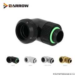 Barrow OD14mm Hard Tube Fittings 90 Angled 360 Rotary Water Cooling Adapter 14mm ,TWT90KND-K14