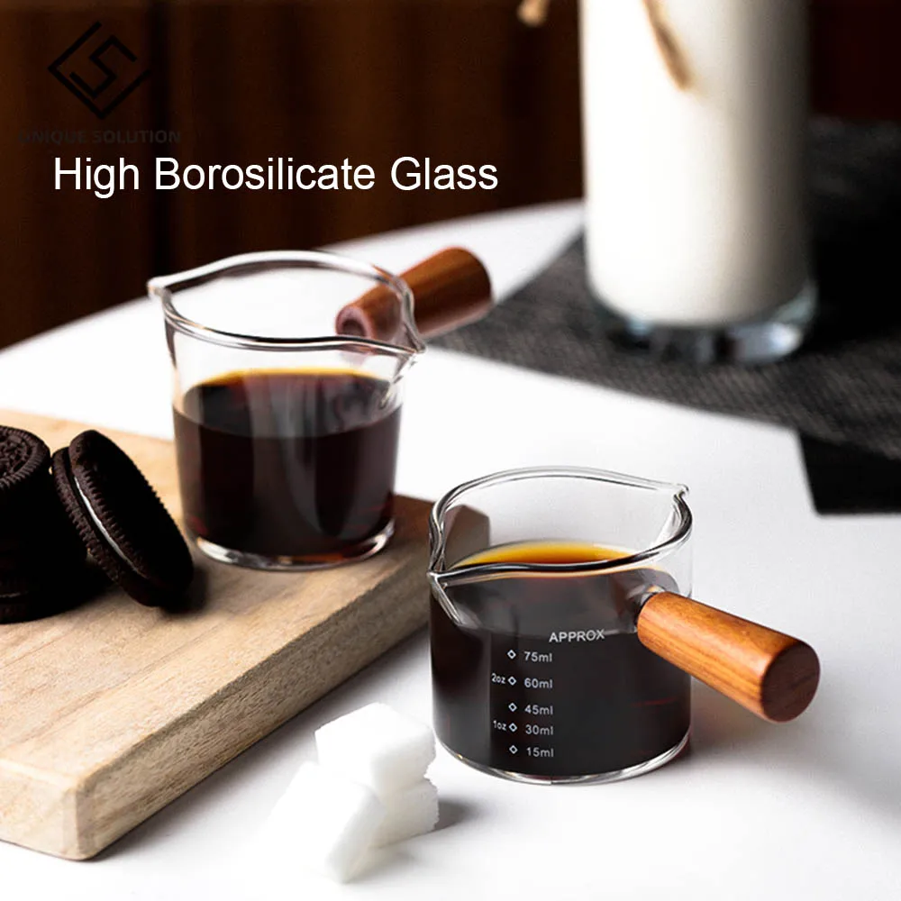 75ml/70ml Heat Resistant Glass Measuring Cup Jigger for Espresso Coffee Small Milk Coffee Cup Double-mouthed Ounce Cupe Mugs