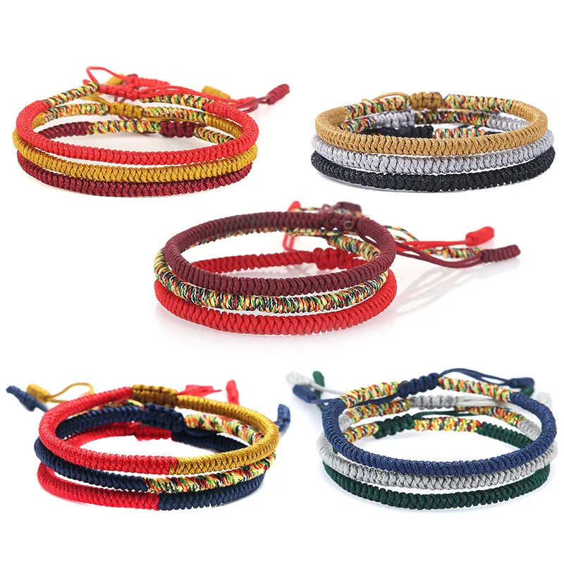 Multicolor Thread Bracelet Tibetan Buddhism Love Lucky Charm Tibetan  Bracelets & Bangles For Women Men Handmade knot Rope