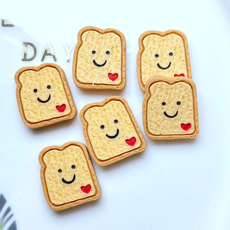 10 stücke Neue Harz Nette Mini Brot Flache Rückseite Cabochon Sammelalbum Kawaii DIY Verzierungen Zubehör