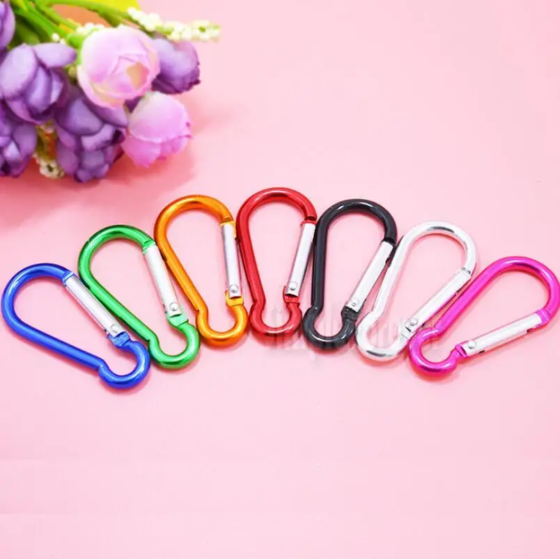 Hiking Camping Colorful Aluminum Spring Carabiner Snap Hook Hanger Keychain Ring