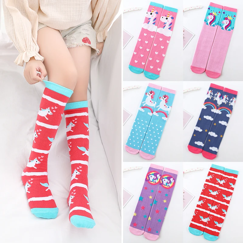 

infant girls warmer ankle lovely Cartoon over knee socks for baby girls unicorn Knee Long High toddler child colorful Socks