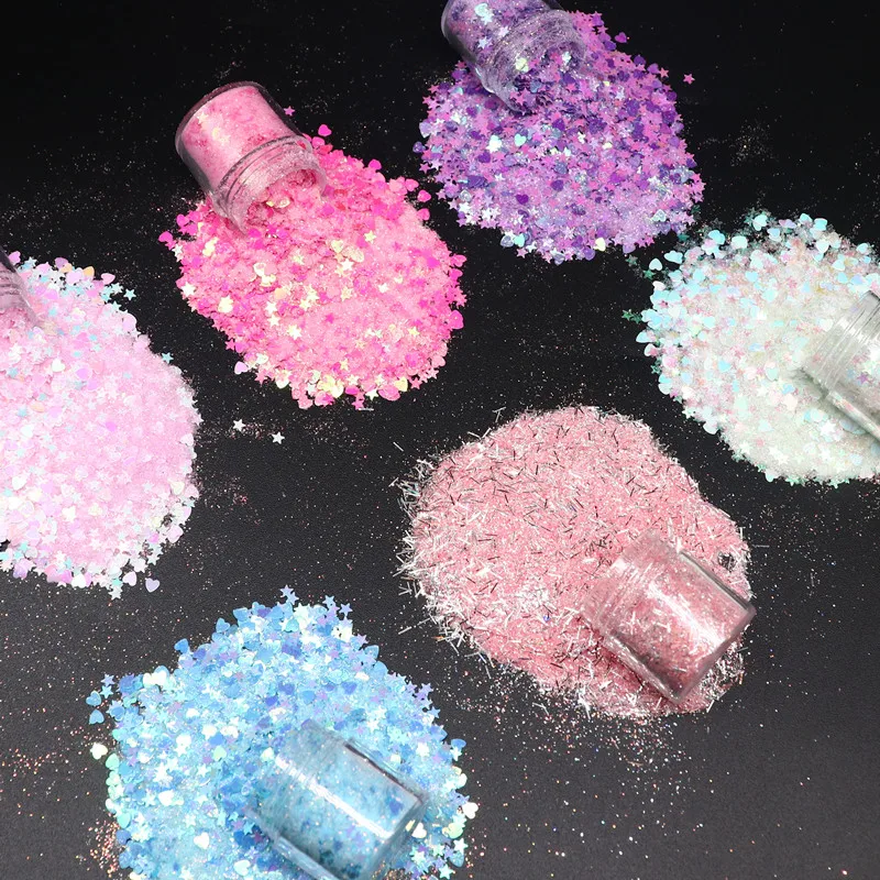 Nail Glitter Powder Sequins 3D Cosmetic Sequins Flakes Powder For Nail Polish Body Face Hair Makeup Manicure Decoration 10ml/jar