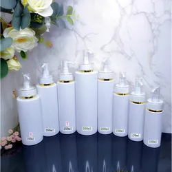 10/15pcs White PET Refillable Bottle For Liquid Makeup 100-500ml Plastic Pump Bottle For Lotion Shampoo Containers