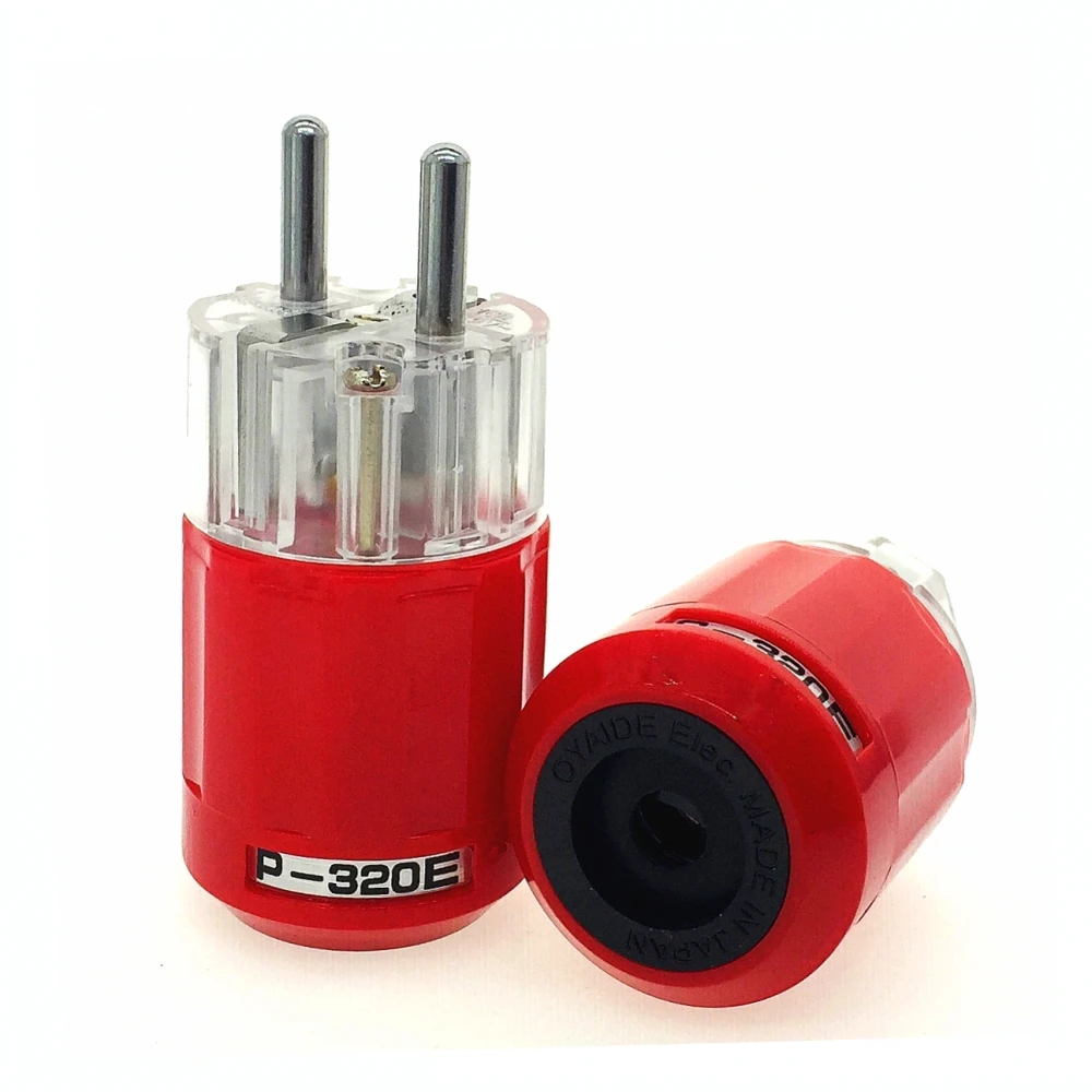 Oyaide HIFI P-320E/C-320E Rhodium Plated Copper Schuko EU AC Power Plug Ver IEC Connector Red transparent DIY