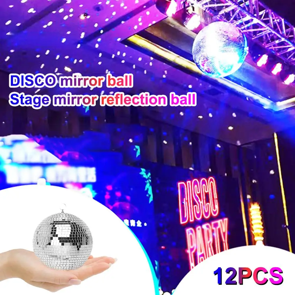 12 PCS Mirror Disco Ball Diameter 3cm Silver Hanging Party Disco Ball For Party Or DJ Light Effect, Home Decorations,Stage Props