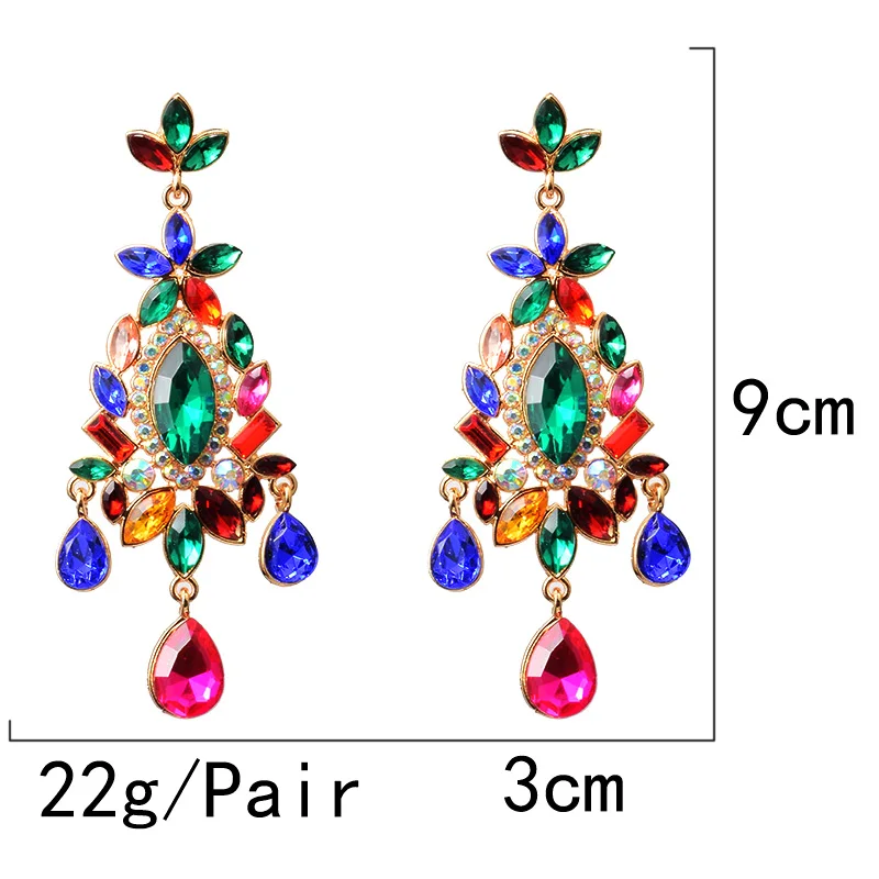 Fashion Full Crystal Rhinestone Charm Dangle Earrings For Women Jewelry Maxi Lady\'s Party Collection Accessories Brincos