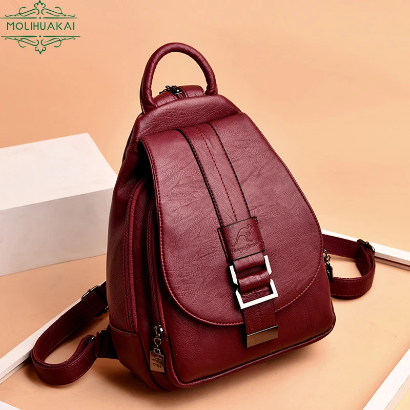 Hot Women Leather Backpacks Female Vintage Backpack For Teenage Girls School Chest Bag Travel Bagpack Ladies Sac A Dos Back Pack