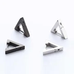 Rinhoo Simple Geometric Triangle Ear Stud Earring Unisex Stainless Steel Punk Rock Stud Earrings Pierced Push-Back Party Jewelry