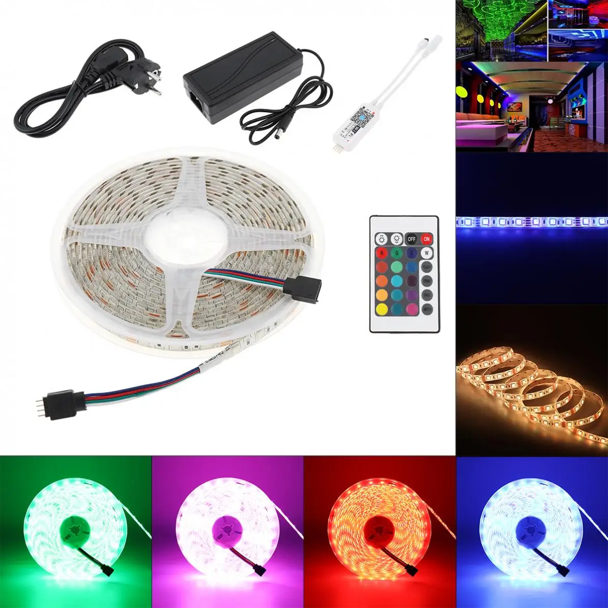 

Waterproof IP65 SMD 5050 60leds/m 5m RGBW LED Strip Lighting LED Tape Diode Ribbon Wifi Controller DC 12V Adapter LED Strip Set