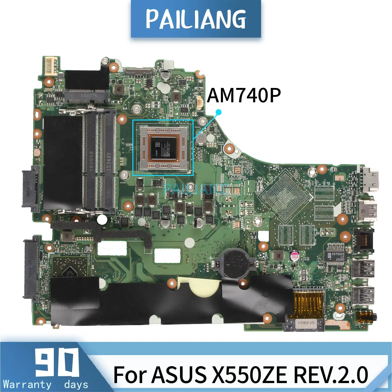 

PAILIANG Laptop motherboard For ASUS X550ZE 60NB07A0 REV:2.0 Mainboard Core AM740P DDR3