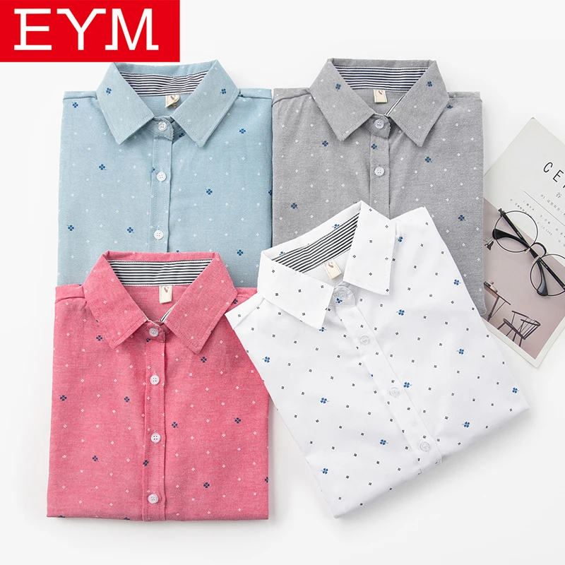 EYM Brand Woman Blouse 2021 Spring New Casual Print Long Sleeve Shirt Women Fresh College Style Blouses Tops Lady Clothes Blusas