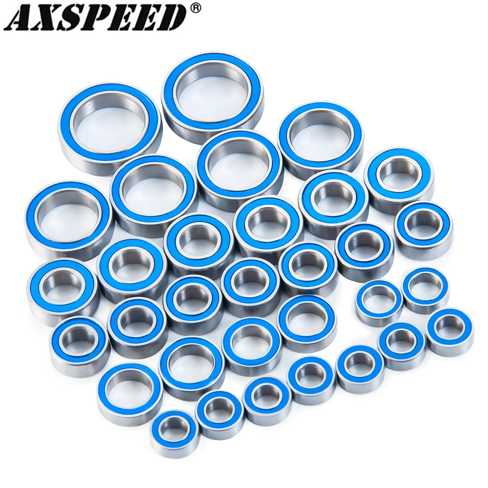 AXSPEED-Kit de rodamientos de bolas de acero de 32 piezas, piezas de rodamiento azul sellado de goma para Redcat Gen8 y AXE Edition e Internacional Scout II
