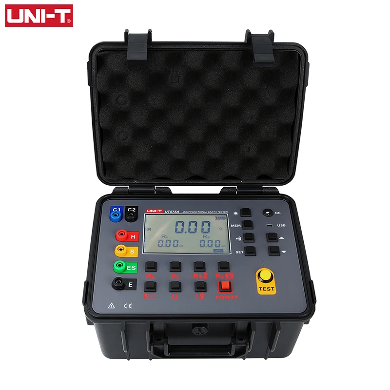 UNI-T Double Clamp Ground Resistance Meter UT575A 0-30 kΩ Tester Ohm Meter Data Storage