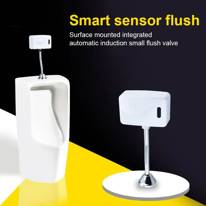 Bathroom Toilet Automatic Electric Urinal Flush Valve Sensor Infrared Touchless Exposed Wall Mount Accessories