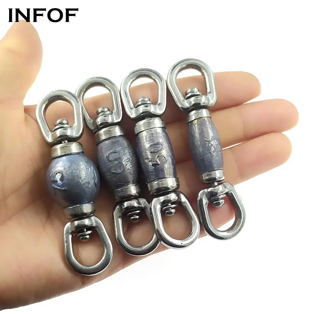 INFOF 1-piece Sea Fishing Weights Trolling Sinkers 38g 50g 60g 75g Heavy-duty Lead Fishing Swivels Sinker