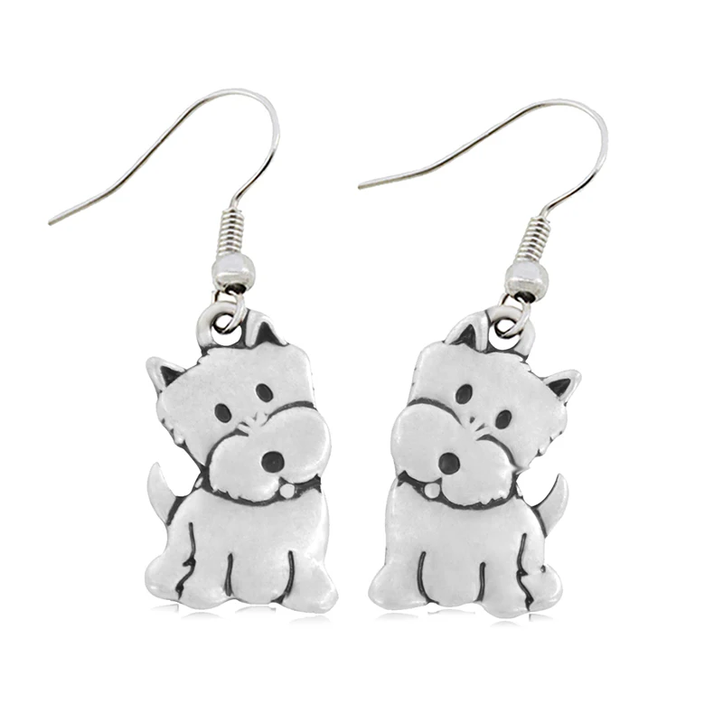 New Vintage Cute West Highland Terrier Dog Brincos Boho Pet Dog Earrings Pendientes Mujer Jewelry For Women Bijoux Best Gift