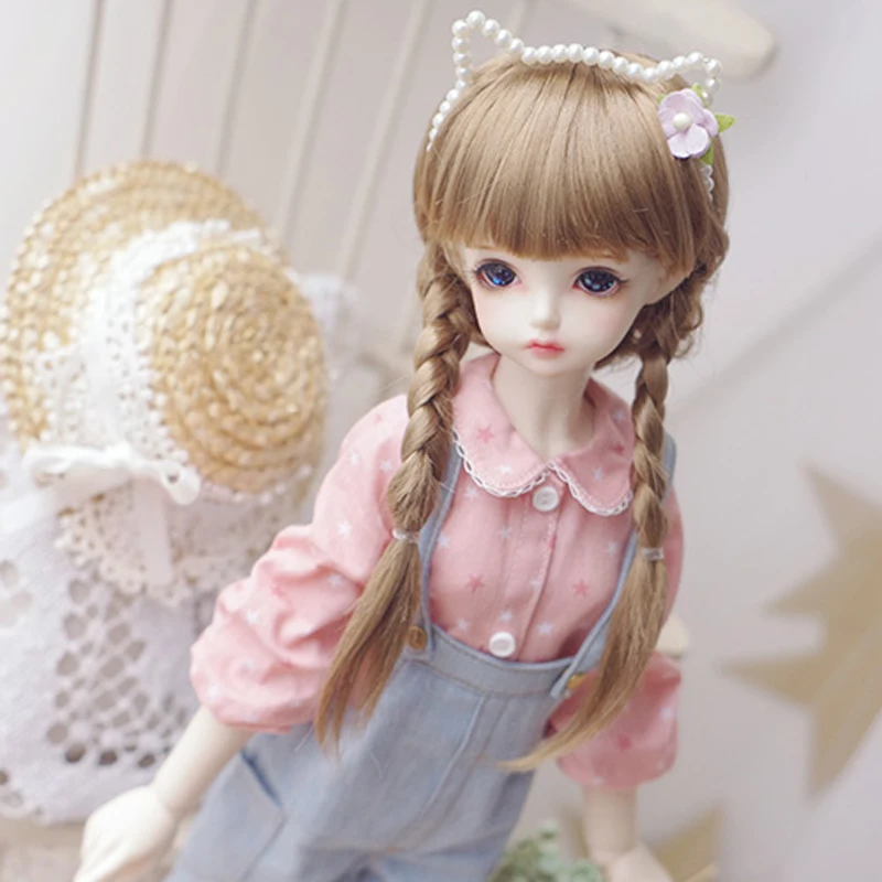 

D03-P594 children toy BJD DD SD MSD 1/6 1/4 1/3 doll's Photo props Accessoriess Double braid blond long hair 1pcs