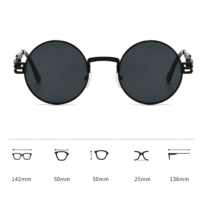 RBRARE New Steampunk Sunglasses Men Retro Round Frame Ladies Sunglasses Travel Street Shooting Glasses Punk Shades for Women