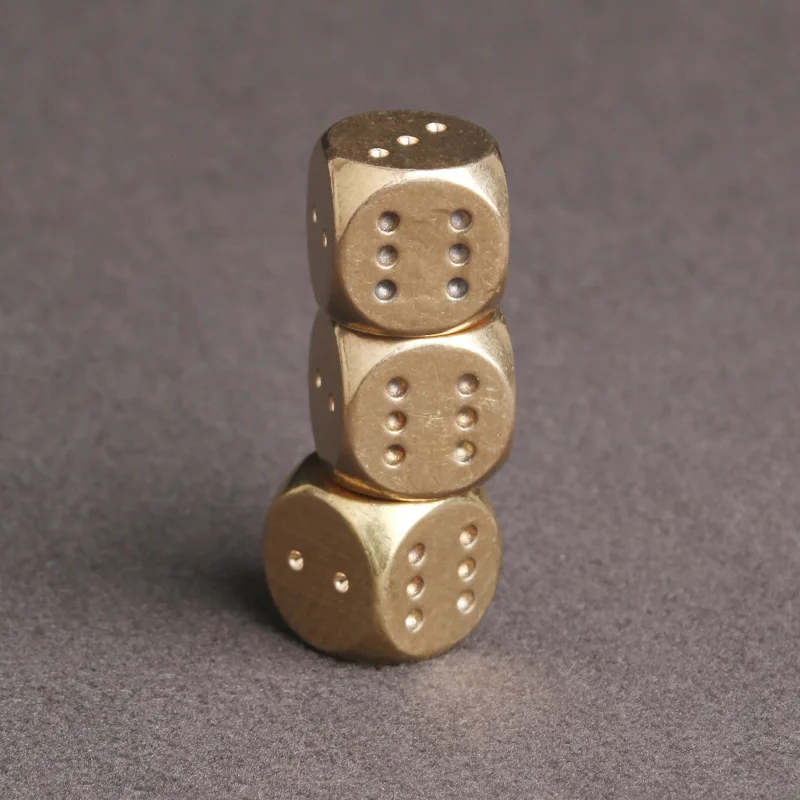 Creative 13MM/11MM Brass Dice Figurines Miniatures Home Desktop Decor Mini Ornaments Copper Dice Home Decoration Accessories