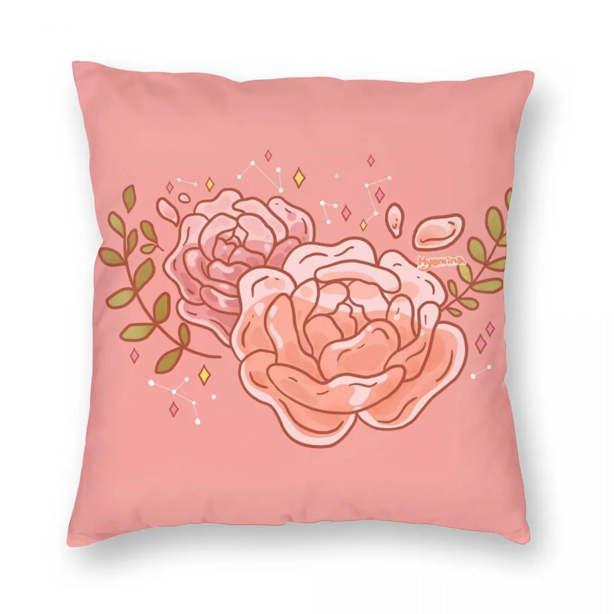 Two Clear Roses Square Pillowcase Polyester Linen Velvet Printed Zip Decor Throw Pillow Case Home Cushion Cover Wholesale