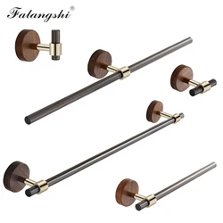 Bathroom Accessories Acrylic Towel Bar Holder Walnut Gold Towel Hanger Robe Hooks Bathroom Paper Holder Wall Mount WB8868