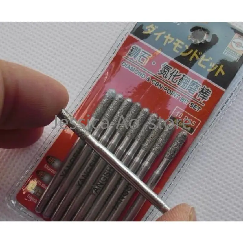 16 pz 1-6mm cilindro a testa tonda utensili abrasivi diamante CBN rettifica ago smerigliatrice angolare punte di lucidatura intaglio di giada in metallo