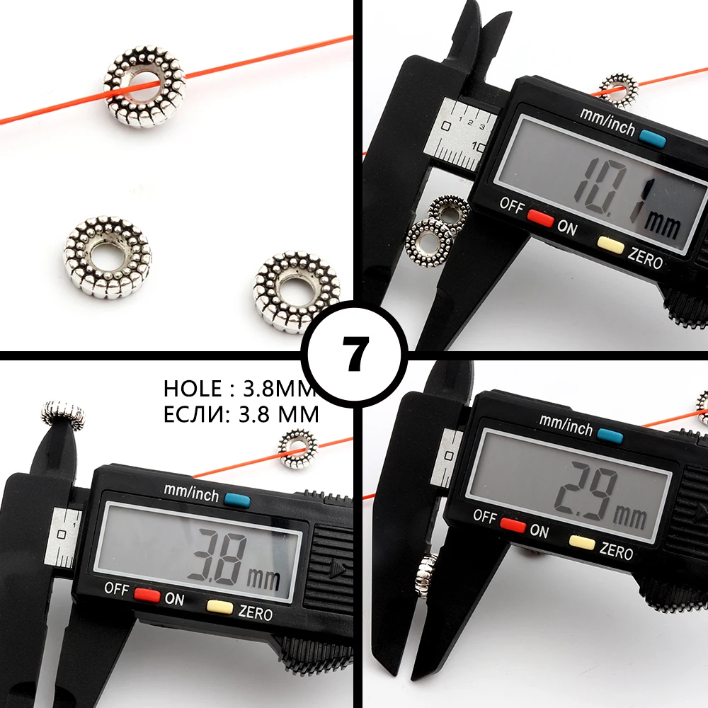 50 Stück, 32 verschiedene Arten, gemischte Metall-Abstandshalter-Perlen mit unterschiedlichen Lochgrößen für die Herstellung von Schmuck, Armbändern, Halsketten und Ohrringen – Großhandel. – Detail 14