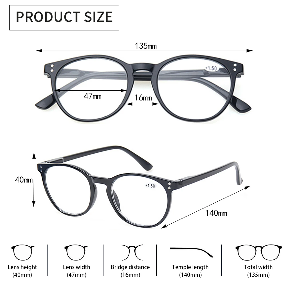 Spring Hinge Reading Glasses For Women Men Universal HD Transparent Lenses Computer Books Reade Eyewear Diopter +1.0+2.0+3.0+4.0