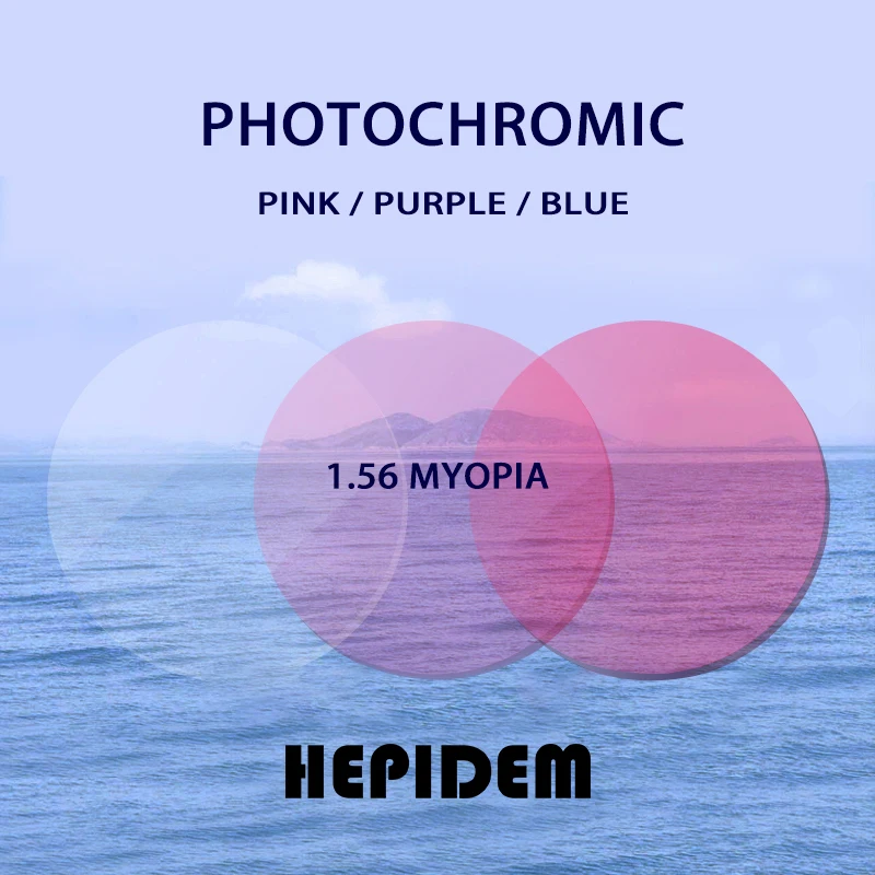 

Customized 1.56 1.61 1.67 Photochromic Pink Pureple Blue Optical CR-39 Resin Aspheric Glasses Lenses Myopia Sunglasses Lens