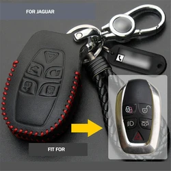 For JAGUAR XJ XJ-L 2011-2016 Genuine Leather Keyless Remote Smart Car Key Fob Cover Shell Protector Holder Bag Auto Accessories